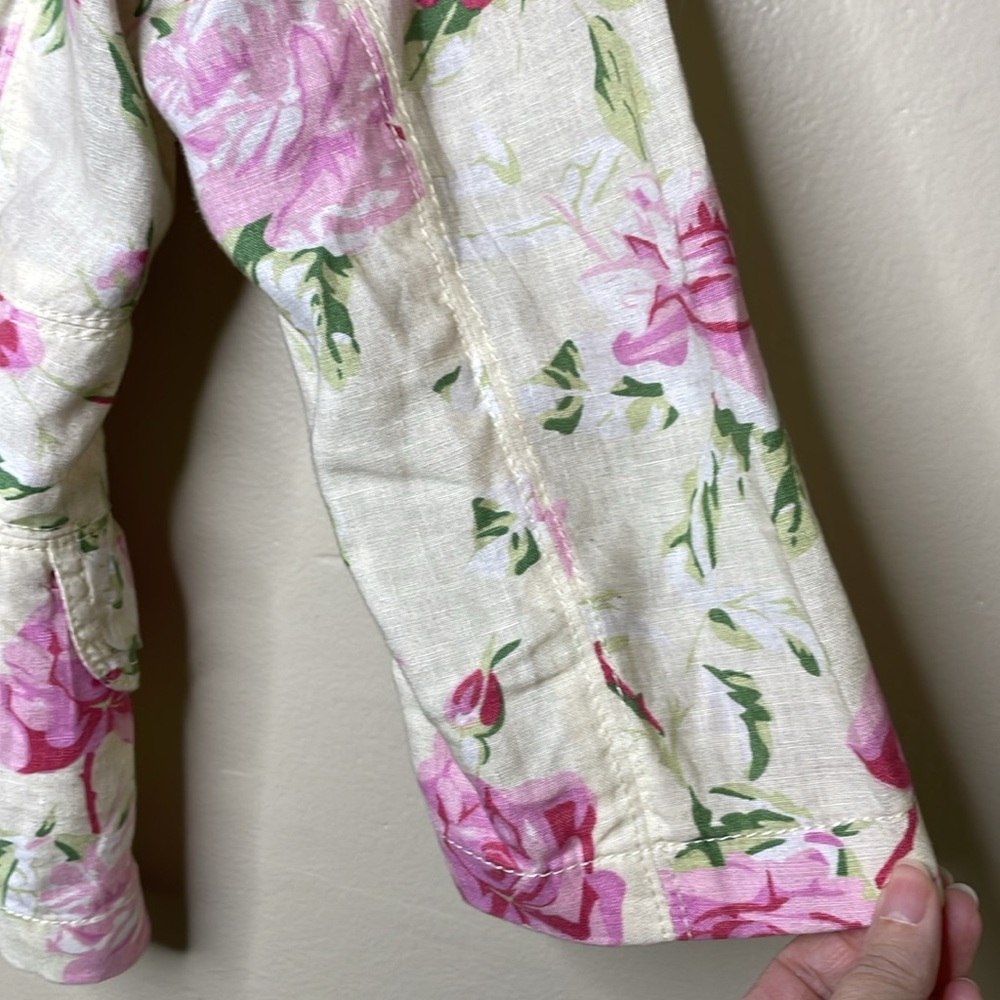 BANANA REPUBLIC Fabric Blazer Floral Linen Covered Buttons Cottagecore 8 - Picture 6 of 12